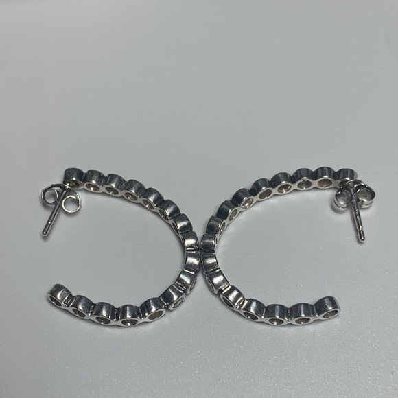 Silpada Vintage Rare HTF Sterling Silver CZ Channel Set Hoop Post Earrings - Picture 12 of 16